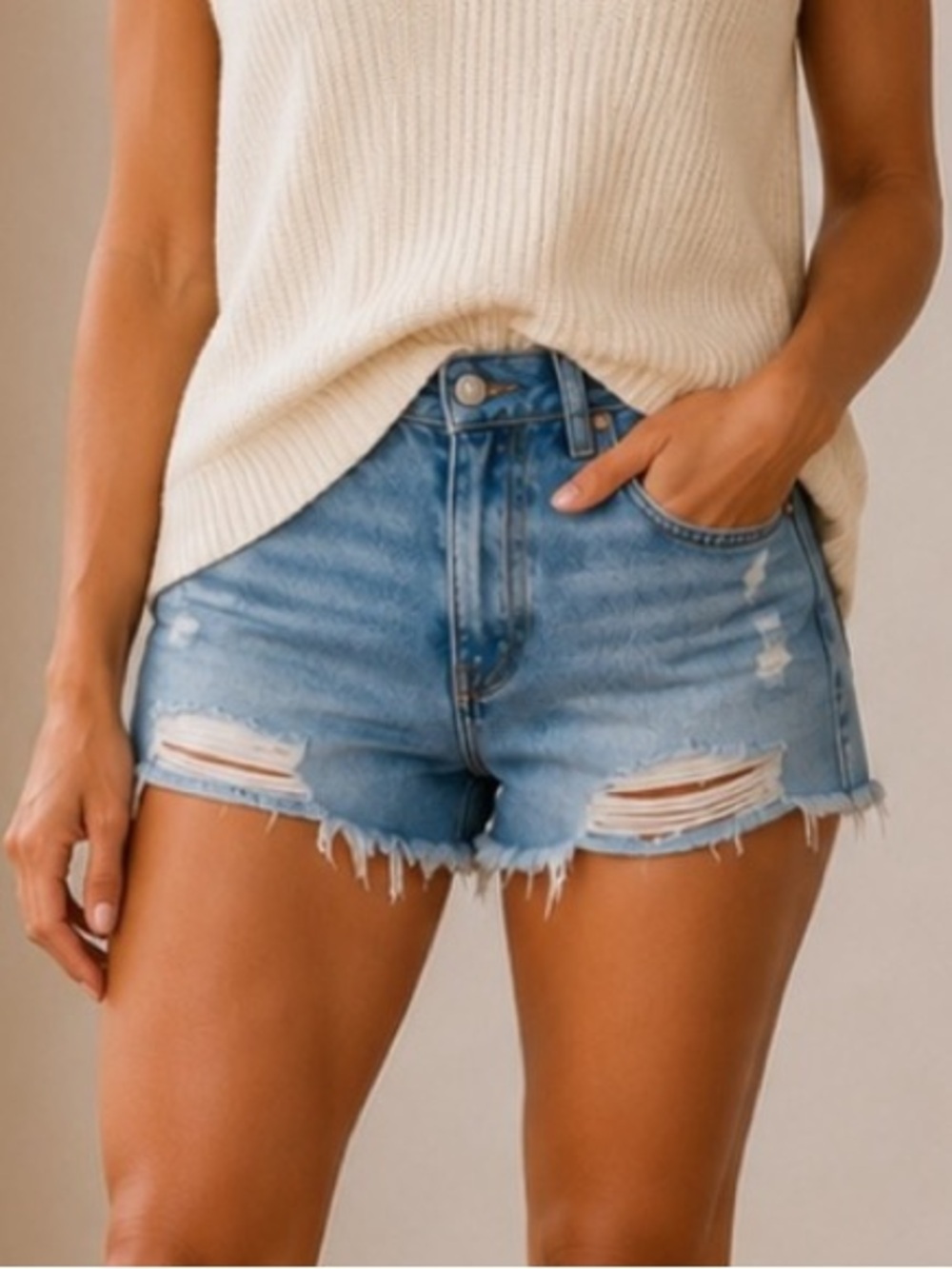 Levi’s Light Blue Distressed Denim Shorts